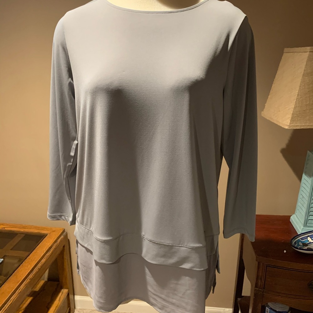 Calvin Klein Gray Tunic style top with layers